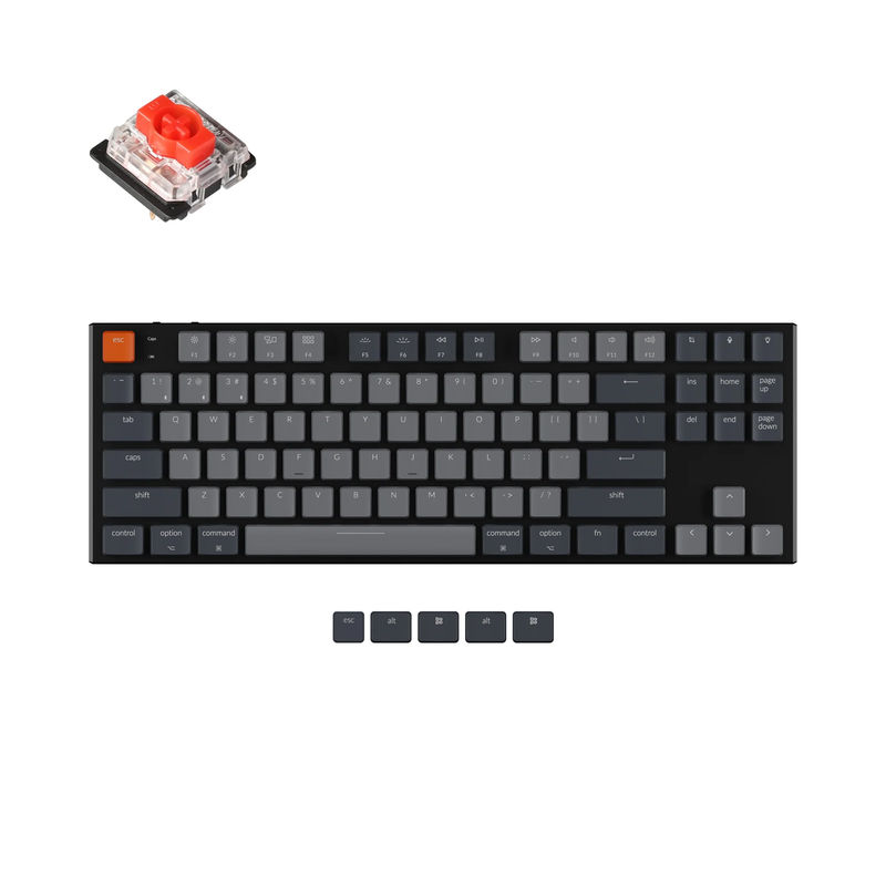 Keychron K1 Wireless Mechanical Keyboard (Version 5) - Version:White Backlight Aluminum Body - Switch Type:Low Profile Gateron Mechanical - Switch Option:Red