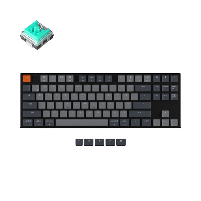 Keychron K1 Wireless Mechanical Keyboard (Version 5) - Version:White Backlight Aluminum Body - Switch Type:Low Profile Keychron Optical (Hot-Swappable) - Switch Option:Mint