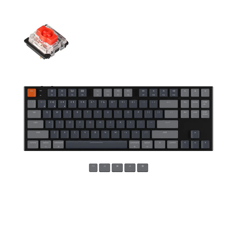 Keychron K1 Wireless Mechanical Keyboard (Version 5) - Version:RGB Backlight Aluminum Body - Switch Type:Low Profile Gateron Mechanical - Switch Option:Red