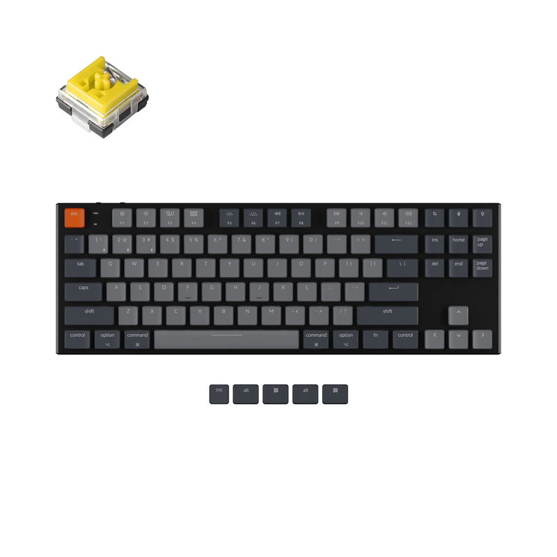 Keychron K1 Wireless Mechanical Keyboard (Version 5) - Version:White Backlight Aluminum Body - Switch Type:Low Profile Keychron Optical (Hot-Swappable) - Switch Option:Banana