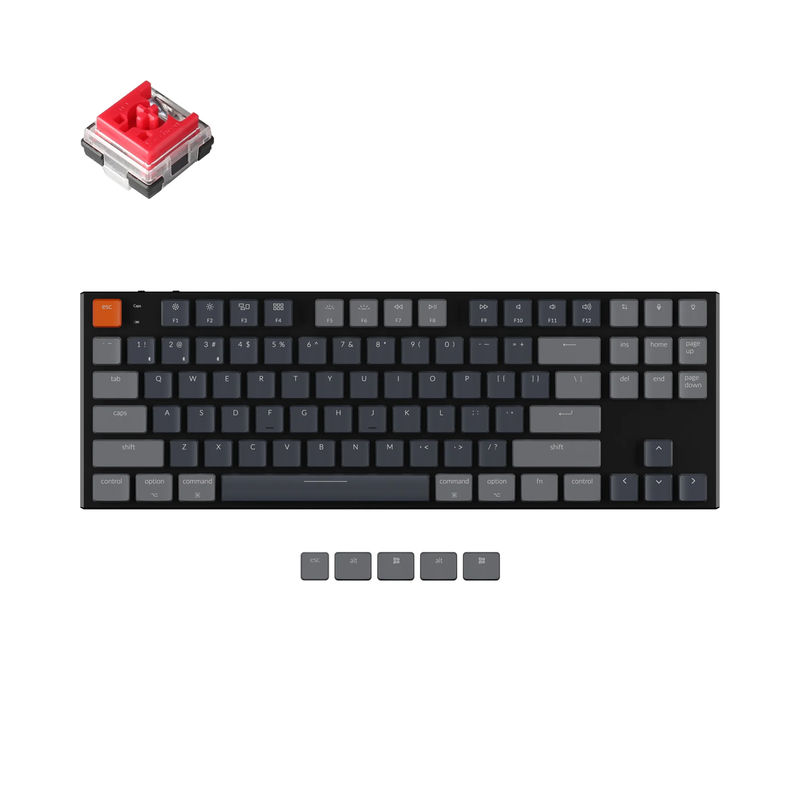Keychron K1 Wireless Mechanical Keyboard (Version 5) - Version:RGB Backlight Aluminum Body - Switch Type:Low Profile Keychron Optical (Hot-Swappable) - Switch Option:Red