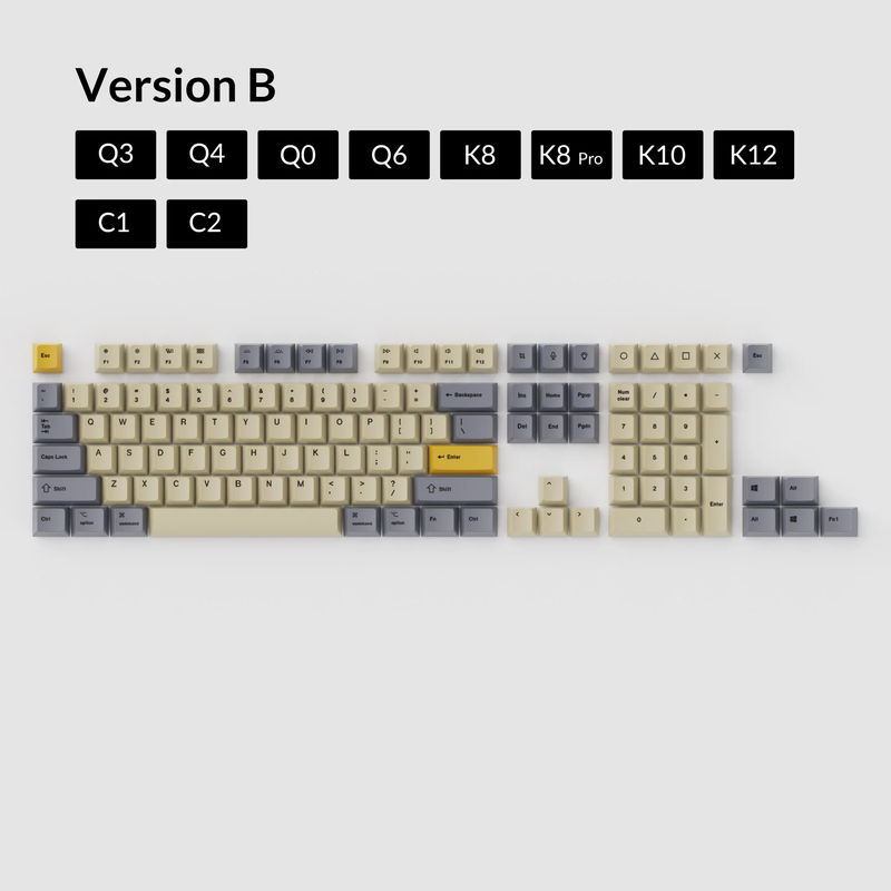 OEM Dye-Sub PBT Keycap Set - Wheat Grey - Version:OEM Keycap Set - Keyboard Version:Version B