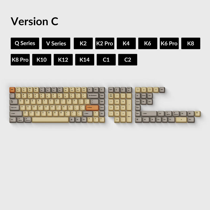 OEM Dye-Sub PBT Keycap Set - Wheat Grey - Version:OEM Keycap Set - Keyboard Version:Version C