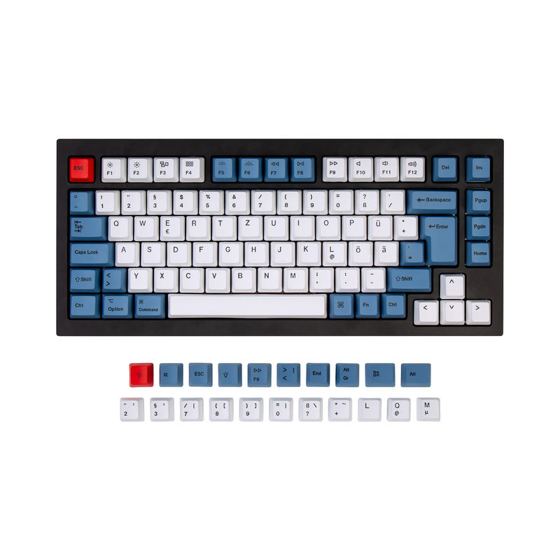 ISO Q1 & Q1 Pro & V1 & K2 & K2 Pro OEM Dye-Sub PBT Keycap Set - Blue - Version:K2 HE & Q1 HE & Q1 & Q1 Pro & V1 & K2 & K2 Pro OEM Keycap Set - Keyboard Version:DE-ISO