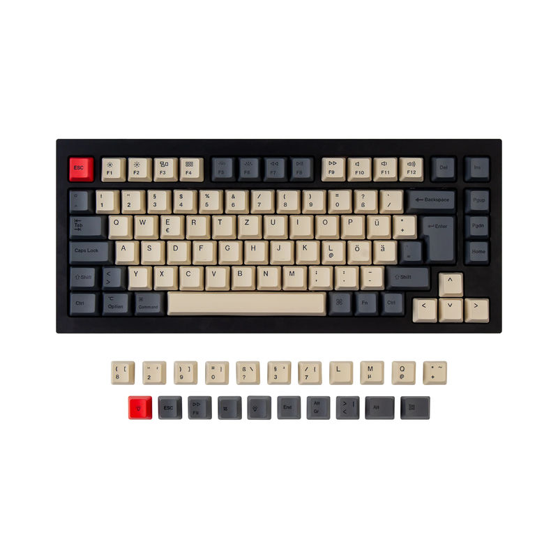ISO Q1 & Q1 Pro & V1 & K2 & K2 Pro OEM Dye-Sub PBT Keycap Set - Carbon - Version:K2 HE & Q1 HE & Q1 & Q1 Pro & V1 & K2 & K2 Pro OEM Keycap Set - Keyboard Version:DE-ISO