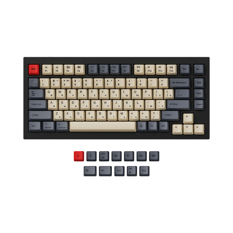 ISO & ANSI Q1 & Q1 Pro & Q2 & Q2 Pro & V1 & V2 & K2 & K2 Pro OEM Dye-Sub PBT Keycap Set - Carbon - Version:Q1 HE & Q1 & Q1 Pro & Q1 Max & Q1 HE & Q2 & Q2 Pro & V1 & V1 Max & V2 & K2 & K2 Pro OEM PBT Carbon Keycap Set - Layout:Russian-ANSI