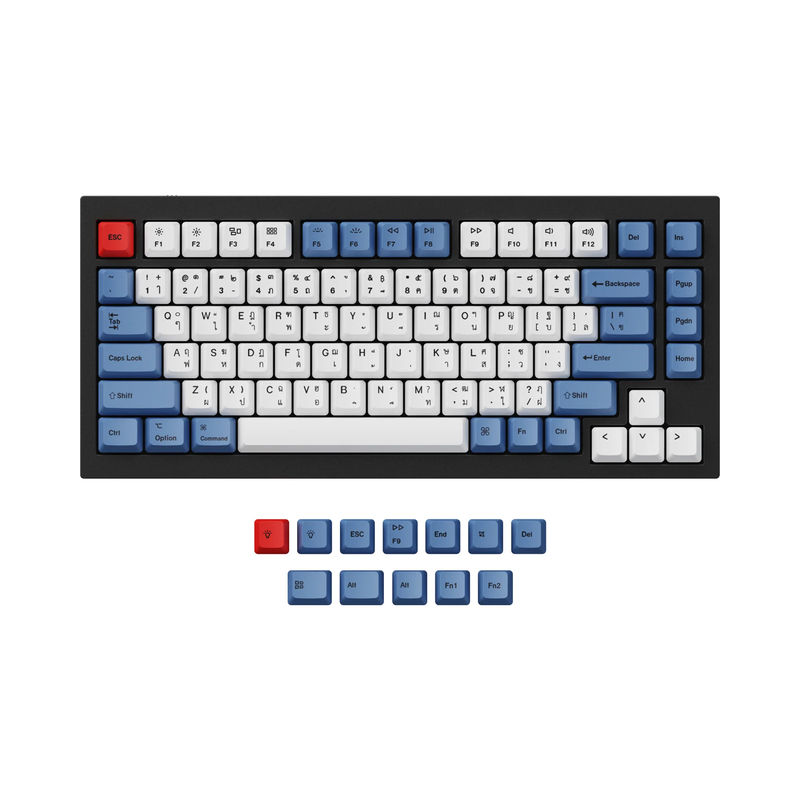 ISO & ANSI Q1 & Q1 Pro & Q2 & Q2 Pro & V1 & V2 & K2 & K2 Pro OEM Dye-Sub PBT Keycap Set - Blue - Version:Q1 HE & Q1 & Q1 Pro & Q2 & Q2 Pro & V1 & V2 & K2 & K2 Pro OEM PBT Blue Keycap Set - Keyboard Version:Thai-ANSI