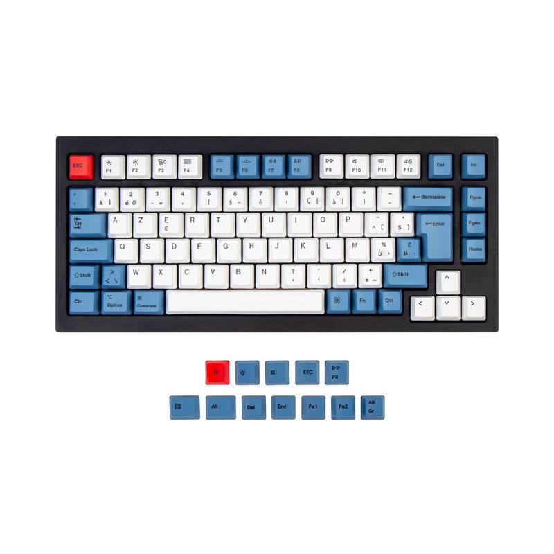 ISO & ANSI Q1 & Q1 Pro & Q2 & Q2 Pro & V1 & V2 & K2 & K2 Pro OEM Dye-Sub PBT Keycap Set - Blue - Version:Q1 HE & Q1 & Q1 Pro & Q2 & Q2 Pro & V1 & V2 & K2 & K2 Pro OEM PBT Blue Keycap Set - Keyboard Version:Belgian-ISO