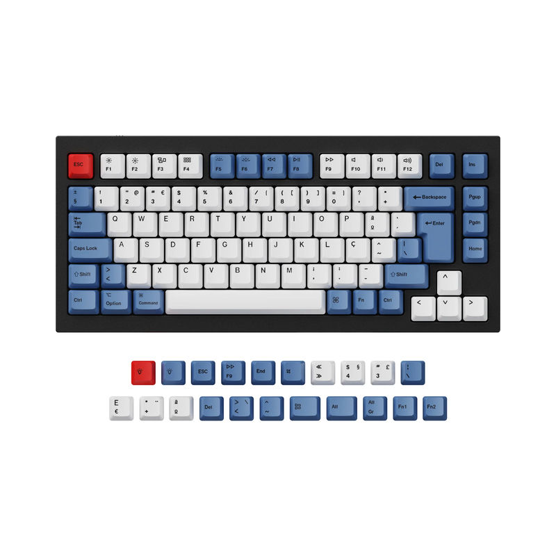 ISO & ANSI Q1 & Q1 Pro & Q2 & Q2 Pro & V1 & V2 & K2 & K2 Pro OEM Dye-Sub PBT Keycap Set - Blue - Version:Q1 HE & Q1 & Q1 Pro & Q2 & Q2 Pro & V1 & V2 & K2 & K2 Pro OEM PBT Blue Keycap Set - Keyboard Version:Portuguese-ISO