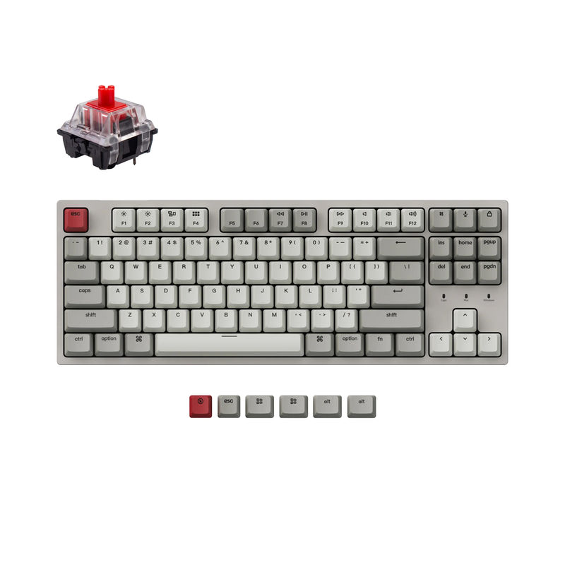Keychron C1 Wired Mechanical Keyboard - Version:Non-Backlight (Retro Color) - Switch Type:Keychron Mechanical - Switch Option:Red
