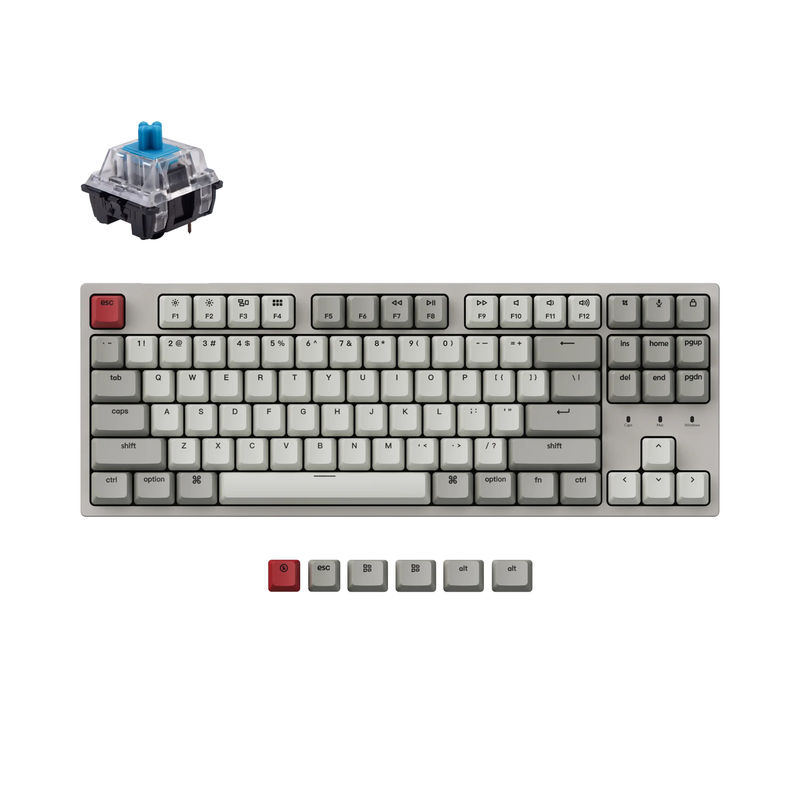 Keychron C1 Wired Mechanical Keyboard - Version:Non-Backlight (Retro Color) - Switch Type:Keychron Mechanical - Switch Option:Blue