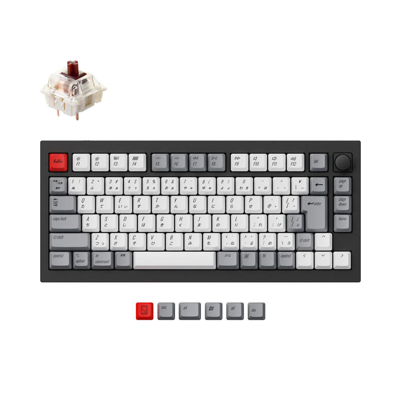 Keychron Q1 QMK Custom Mechanical Keyboard (Japan JIS Layout) - Type:Fully Assembled Knob - Color:Carbon Black - Switches:Gateron G Pro Brown
