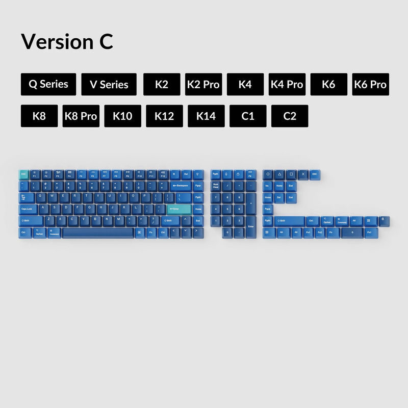 OEM Dye-Sub PBT Keycap Set - Ocean - Version:OEM Keycap Set - Keyboard Version:Version C