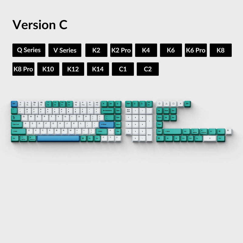 OEM Dye-Sub PBT Keycap Set - Iceberg - Version:OEM Keycap Set - Keyboard Version:Version C