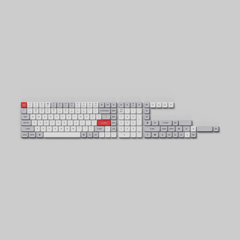 Low Profile Dye-Sub PBT LSA Full Set Keycap Set - Version:Full set - Colorways:Light Gray And White