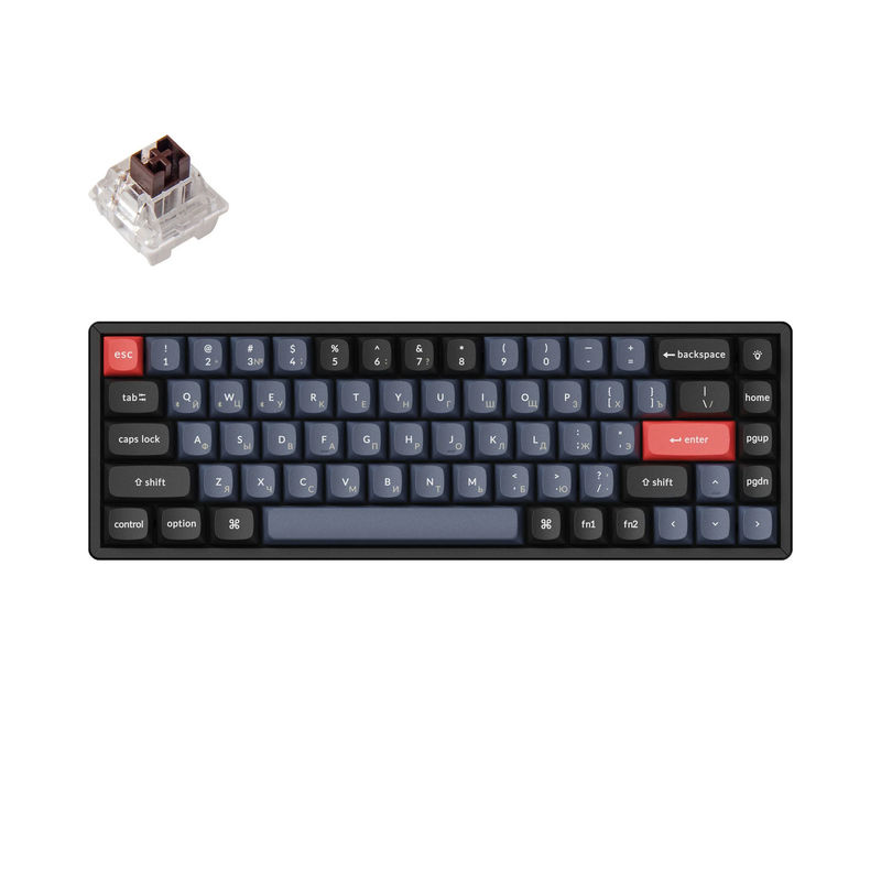 Keychron K6 Pro QMK/VIA Wireless Custom Mechanical Keyboard Russian Layout - Type:Fully Assembled RGB Backlight Aluminum Frame (Hot-Swappable) - Version:Russian-ANSI - Switch Option:Keychron K Pro Mechanical Brown
