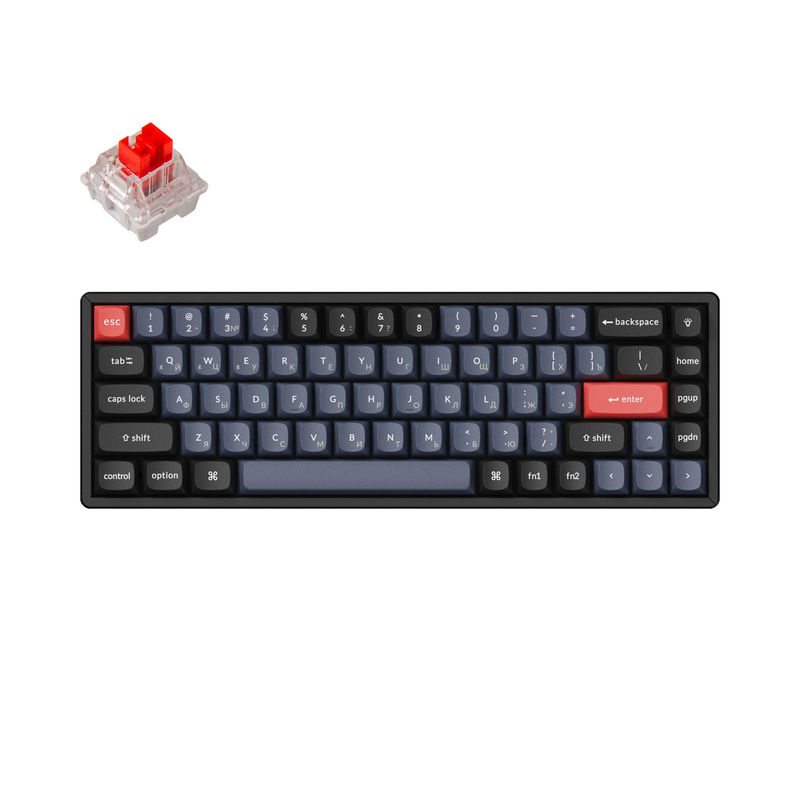 Keychron K6 Pro QMK/VIA Wireless Custom Mechanical Keyboard Russian Layout - Type:Fully Assembled RGB Backlight Aluminum Frame (Hot-Swappable) - Version:Russian-ANSI - Switch Option:Keychron K Pro Mechanical Red