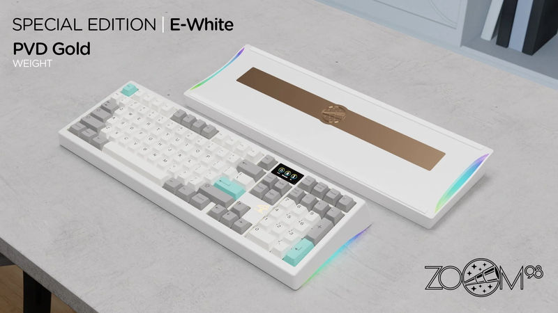 Meletrix Zoom98 Special Edition Barebones Wireless RGB Keyboard DIY Kit - Color:E-White - Flex Cut PCB:Non Flex-cut PCB