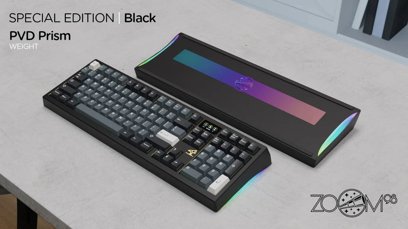 Meletrix Zoom98 Special Edition Barebones Wireless RGB Keyboard DIY Kit - Color:Anodized Black - Flex Cut PCB:Non Flex-cut PCB