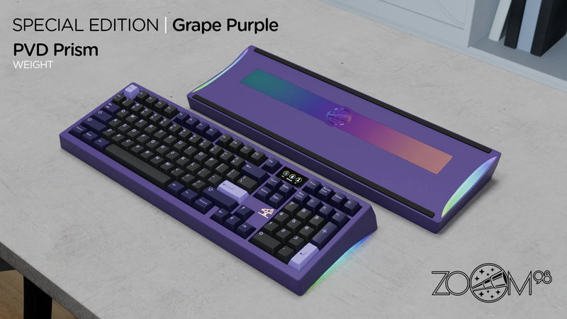 Meletrix Zoom98 Special Edition Barebones Wireless RGB Keyboard DIY Kit - Color:Purple - Flex Cut PCB:Flex Cut PCB