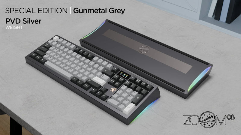 Meletrix Zoom98 Special Edition Barebones Wireless RGB Keyboard DIY Kit - Color:Grey - Flex Cut PCB:Flex Cut PCB