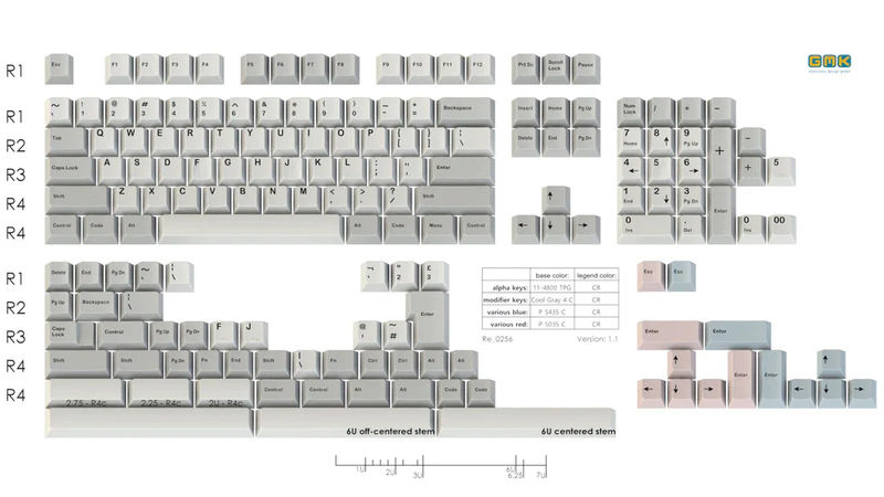 GMK Muted Retro Blue + Pink Accents 167 Key Cherry Profile Double Shot ABS Keycap Set