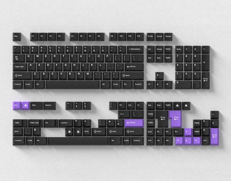 VMK White on Black 171 Key Cherry Profile Double Shot PBT Keycap Set