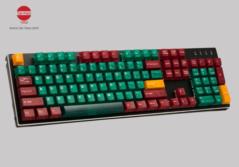 Tai-Hao Green & Red Translucent 152 Key Cubic Profile Double Shot ABS Keycap Set