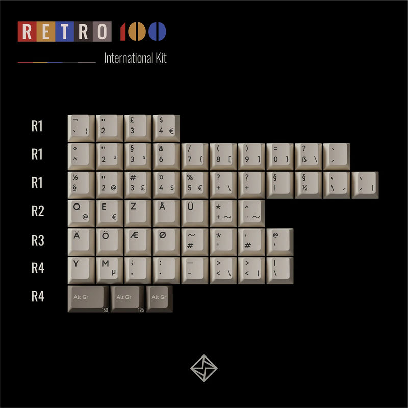KBDFans PBTFans Retro 100 International 51 Key Add-on Keycap Set