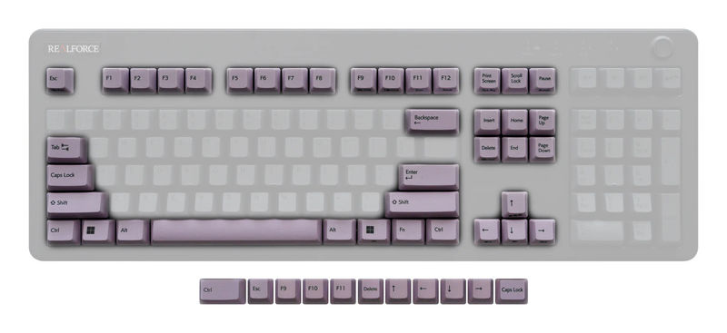 Topre Realforce R3 Keycap Set - Kit:Text Modifiers - Primary Keycap Color:Smoky Lilac