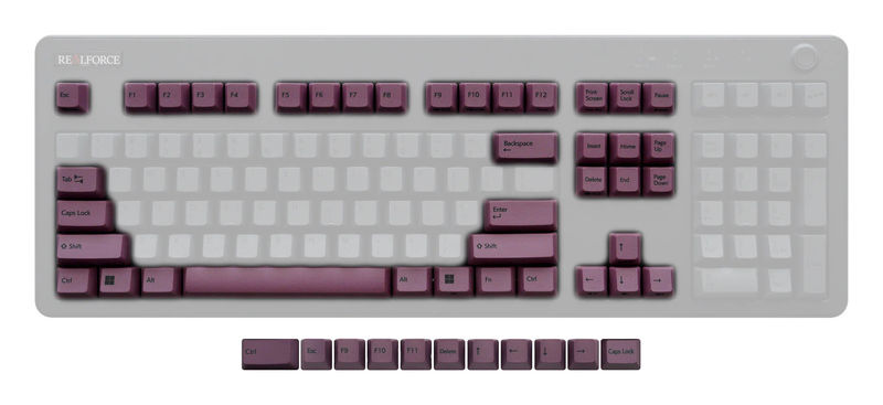 Topre Realforce R3 Keycap Set - Kit:Text Modifiers - Primary Keycap Color:Dark Mauve