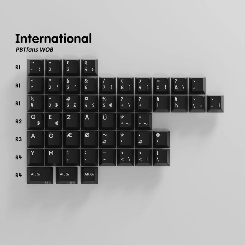 KBDFans PBTfans WOB International Kit 51 Key Cherry Profile Double Shot PBT Add-on Keycap Set