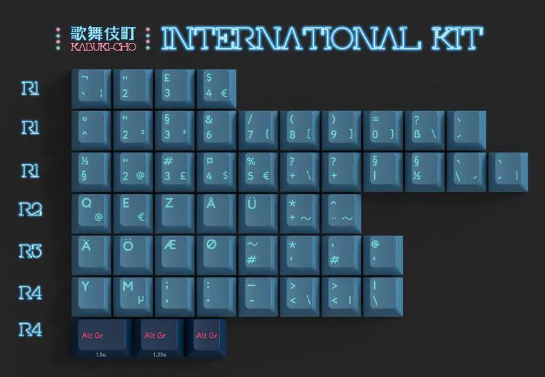 KBDFans PBTfans Kabuki-Cho International Kit 51 Key Cherry Profile Double Shot PBT Add-on Keycap Set