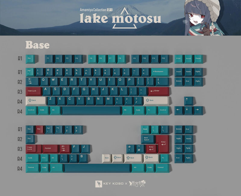 Key Kobo Motosu Lake Cherry Profile Double Shot ABS Keycap Set - Kit:Base