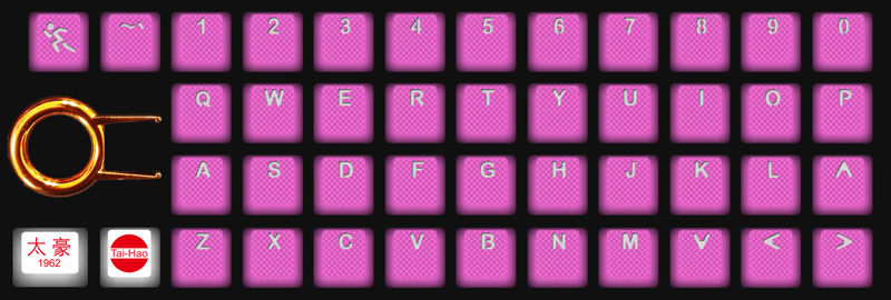 Tai-Hao Neon Pink Backlit 42 Key OEM Profile Double Shot ABS TPR Rubber Keycap Set