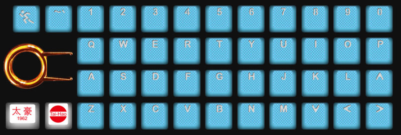 Tai-Hao Neon Blue Backlit 42 Key OEM Profile Double Shot ABS TPR Rubber Keycap Set