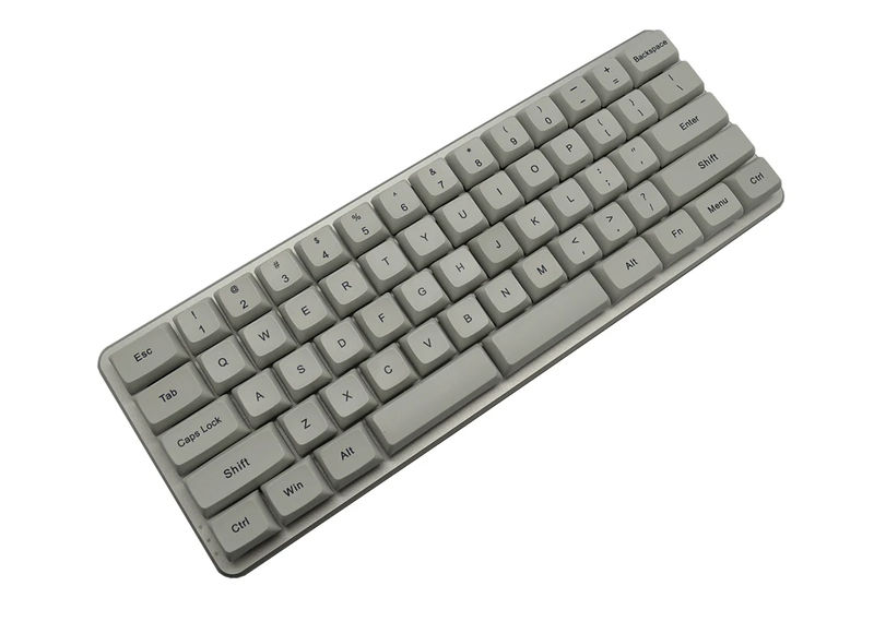 0.01 Z62 Silver Dye Sub White LED 60% Dye Sub PBT Mechanical Keyboard - Switch:Cherry MX Black
