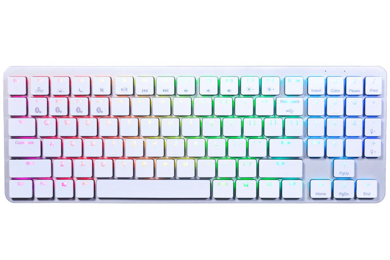 Hexgears X-1 Aluminum TKL Bluetooth RGB Low Profile Mechanical Keyboard - Color:White - Switch:Kailh Choc Brown