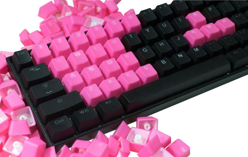 Tai-Hao Neon Jelly Pink Backlit 22 Key OEM Profile Double Shot ABS TPR Keycap Set