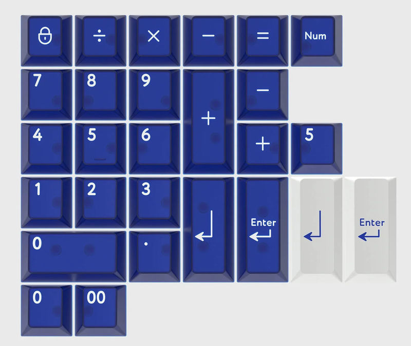 KBDFans PBTfans Klein Blue Numpad Kit Translucent 27 Key Cherry Profile Double Shot ABS Add-on Keycap Set