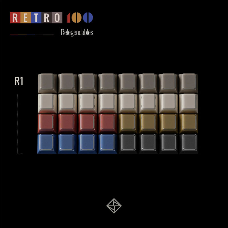 KBDFans PBTFans Retro 100 Relegendable 32 Key Add-on Keycap Set