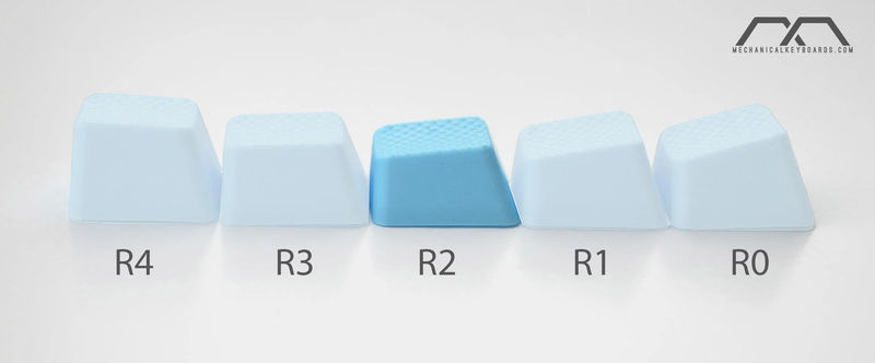 Tai-Hao Neon Blue Row 2 Blank 4 Key OEM Profile TPR Rubber Keycap Set