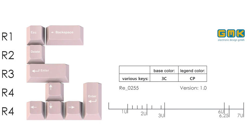 GMK Honeywell Mild Pink Accent Kit 9 Key Cherry Profile Double Shot ABS Add-On Keycap Set