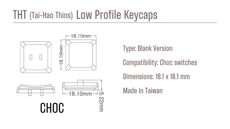 Tai-Hao Baby Blue THT Blank 18 Key ABS Low Profile Keycap Set - Stem Type:Choc