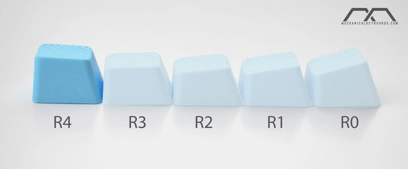 Tai-Hao Neon Blue Row 4 Blank 4 Key OEM Profile TPR Rubber Keycap Set