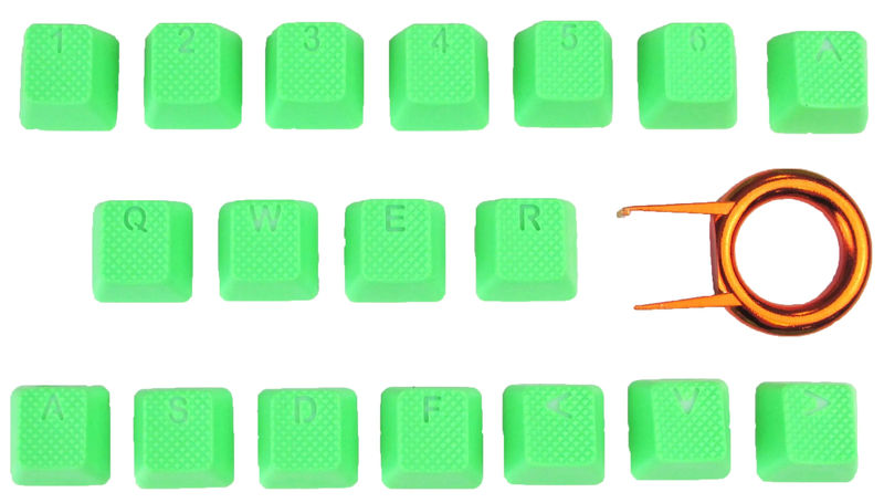 Tai-Hao Neon Green Backlit 18 Key OEM Profile Double Shot TPR Rubber Keycap Set