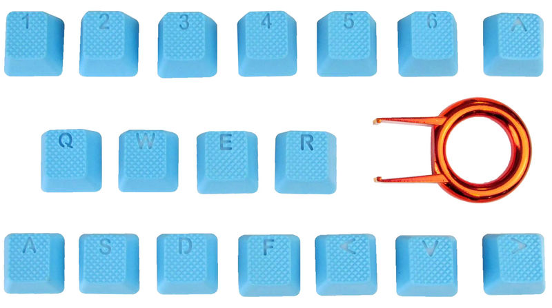 Tai-Hao Neon Blue Backlit 18 Key OEM Profile Double Shot TPR Rubber Keycap Set
