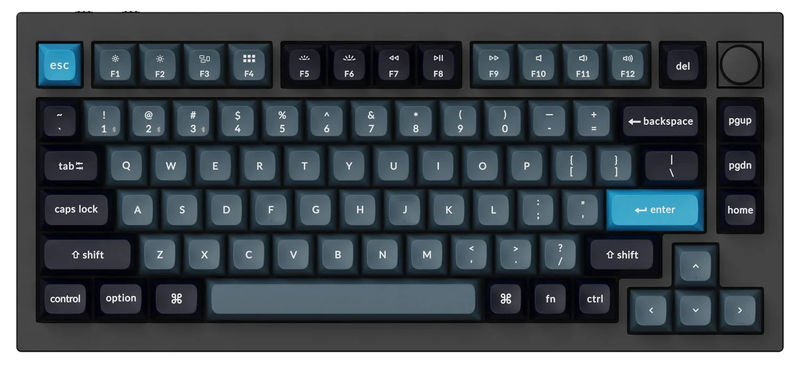 Keychron Q1 Pro w/ Knob Aluminum 75% Hotswap RGB Mechanical Keyboard - Color:Black - Switch:Keychron K Pro Banana