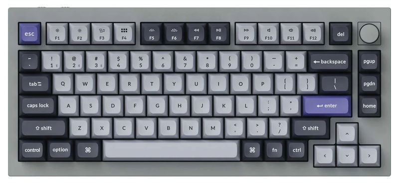 Keychron Q1 Pro w/ Knob Aluminum 75% Hotswap RGB Mechanical Keyboard - Color:Grey - Switch:Keychron K Pro Banana