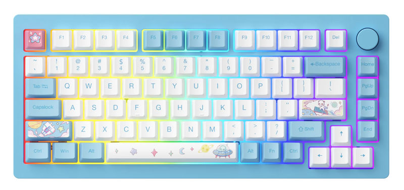 MonsGeek M1W Aluminum 75% Hotswap Wireless RGB Keyboard - Color:Sky Blue - Switch:Akko Creamy Blue Pro V3
